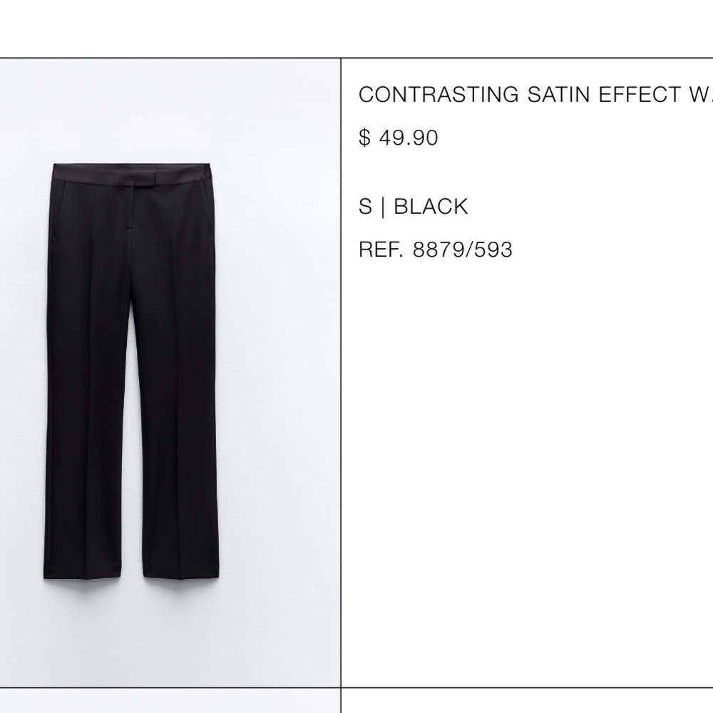 CONTRASTING SATIN EFFECT WAIST
S | BLACK
REF. 8879/593